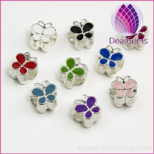 Large Hole Beads for Bracelet The Alloy Butterfly Drip Beads
